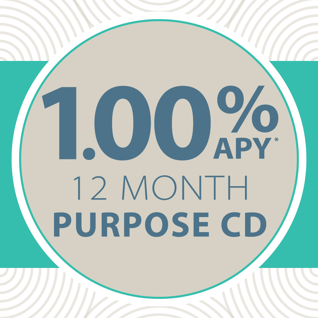 1.00%APY on a 12 month Purpose CD