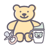 baby pacifier, bear and cup icon